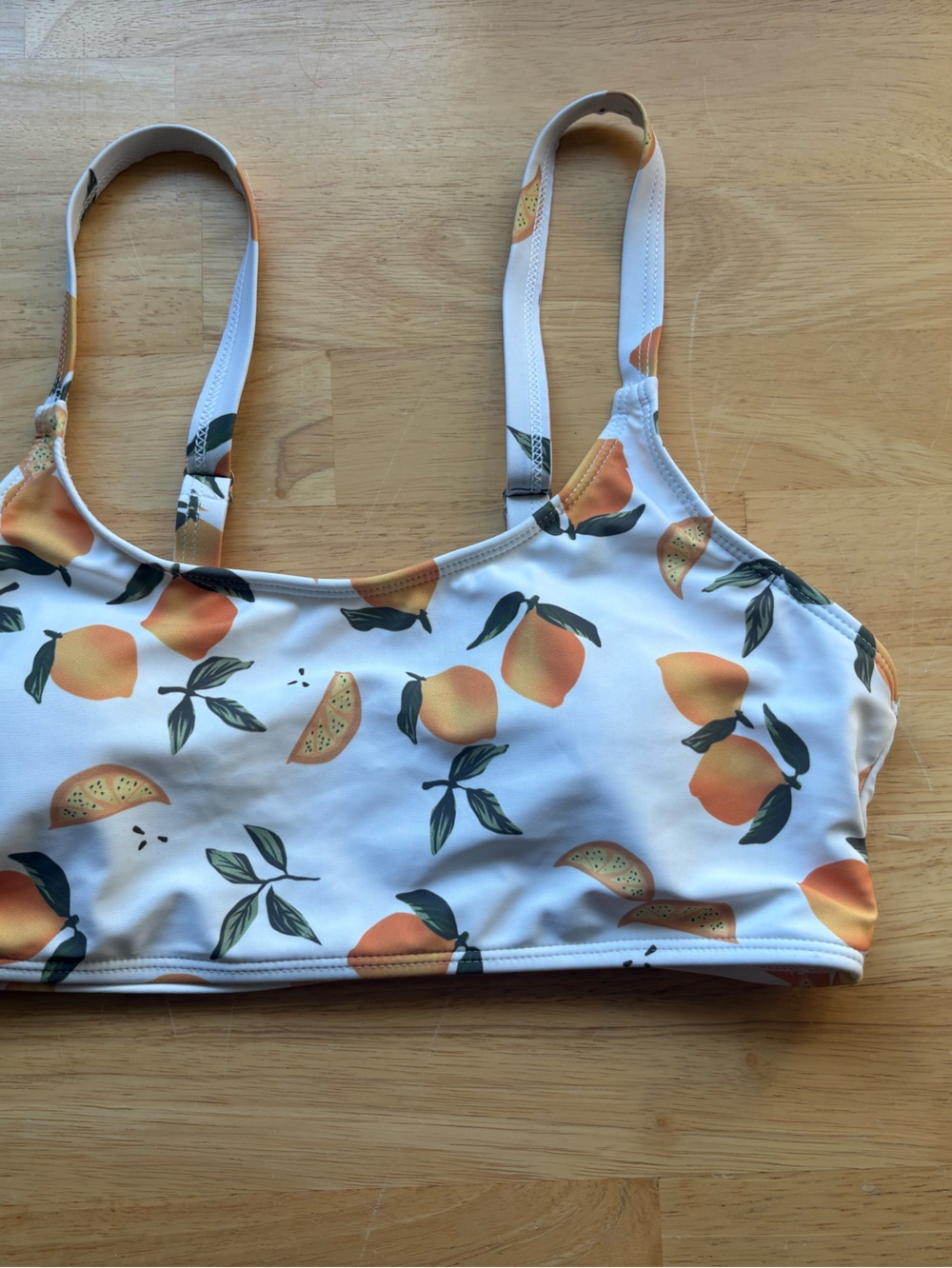 Peach Print Crop Swim Top